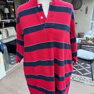 Ralph Lauren Men's Red and Black Striped Polo Shirt